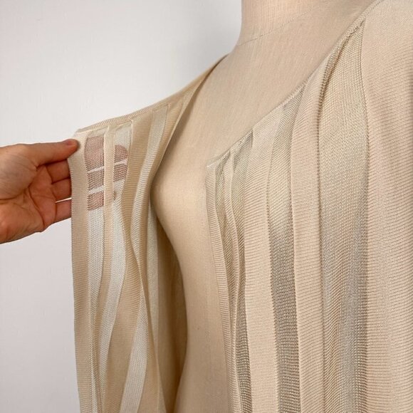 Les Collections Mat Womens Lightweight Open Knit Cardigan Size Medium Beige New - Picture 3 of 11